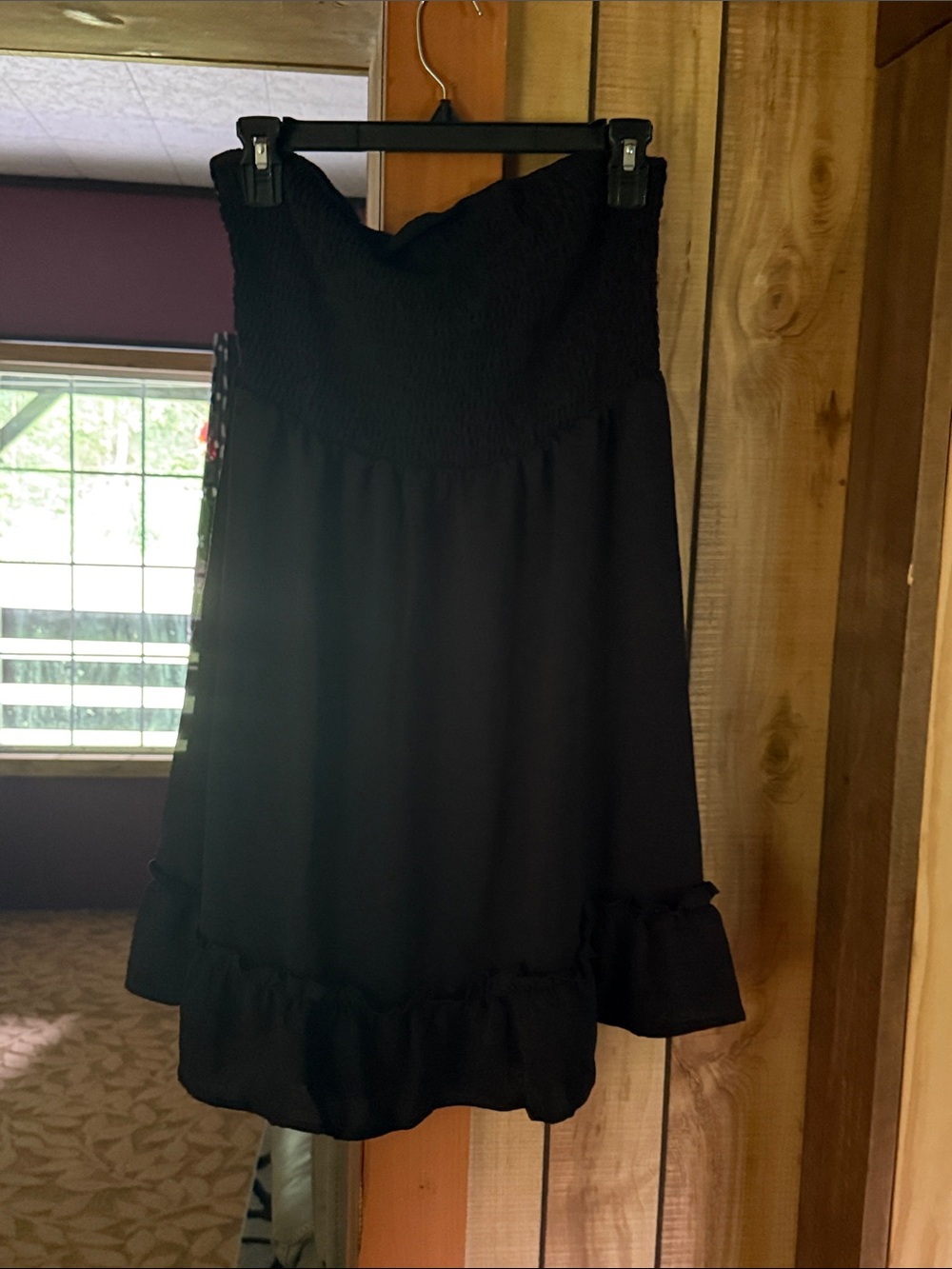 Strapless Black Ruffle-Hem Women's Dress